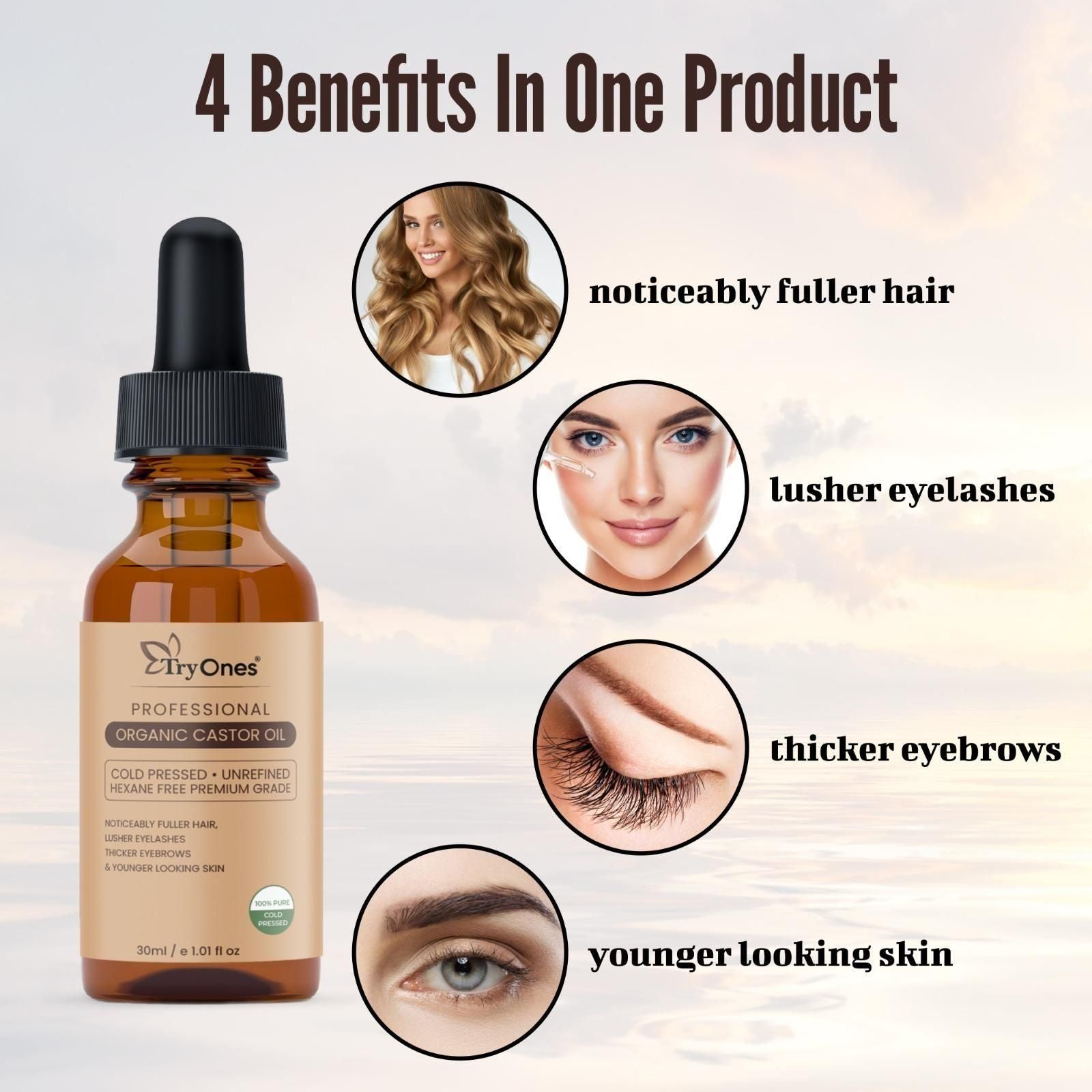 Tryones Organic Castor Oil 30ml - Nourish Your Beauty Naturally